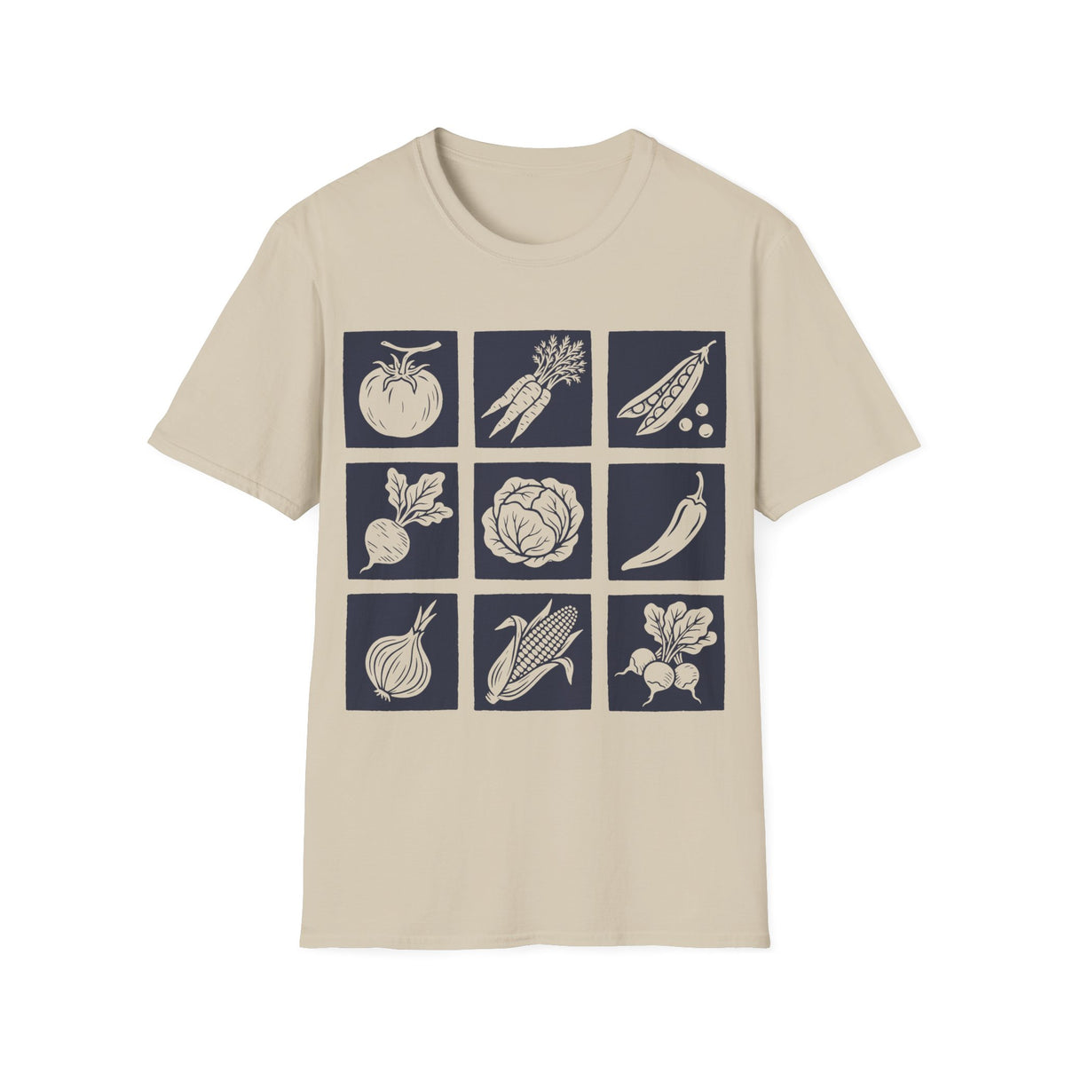 Vegetable Block Print T-Shirt in Sand